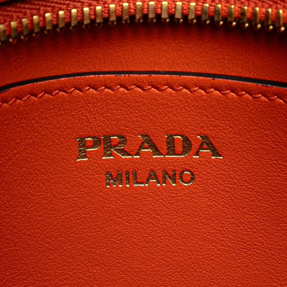 Prada B Prada Orange Saffiano Leather Vernice Esplanade Crossbody Italy