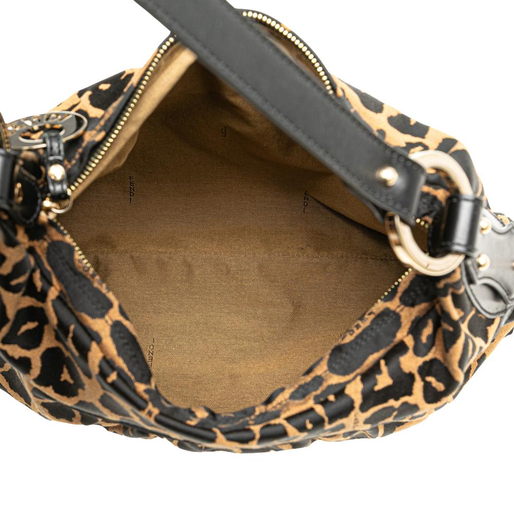 Fendi AB Fendi Brown Light Brown Canvas Fabric Leopard Print Chef Shoulder Bag Italy