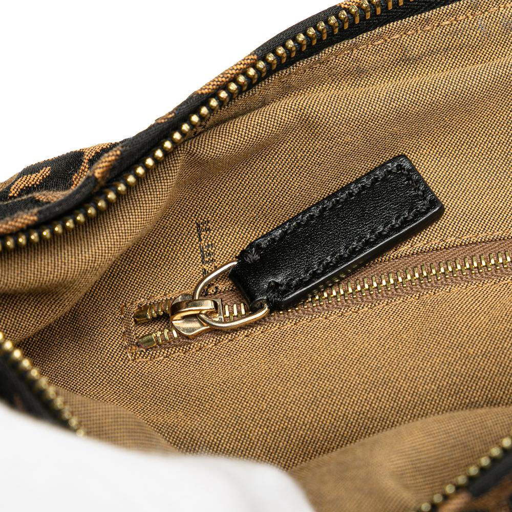 Fendi AB Fendi Brown Light Brown Canvas Fabric Leopard Print Chef Shoulder Bag Italy