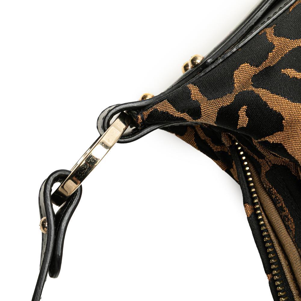 Fendi AB Fendi Brown Light Brown Canvas Fabric Leopard Print Chef Shoulder Bag Italy