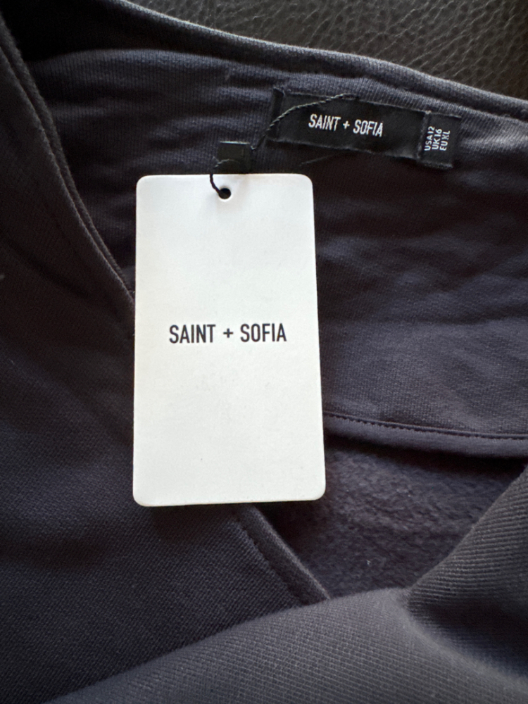 saint and sofia Cotton Biker Jacket - Navy Stripe