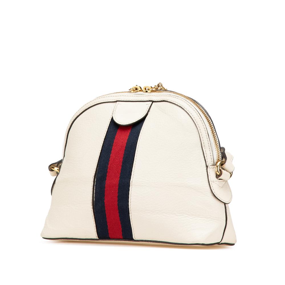 Gucci B Gucci White Calf Leather Small Ophidia Dome Crossbody Italy