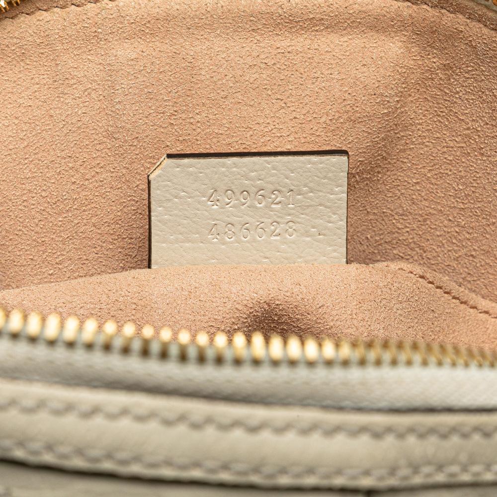 Gucci B Gucci White Calf Leather Small Ophidia Dome Crossbody Italy