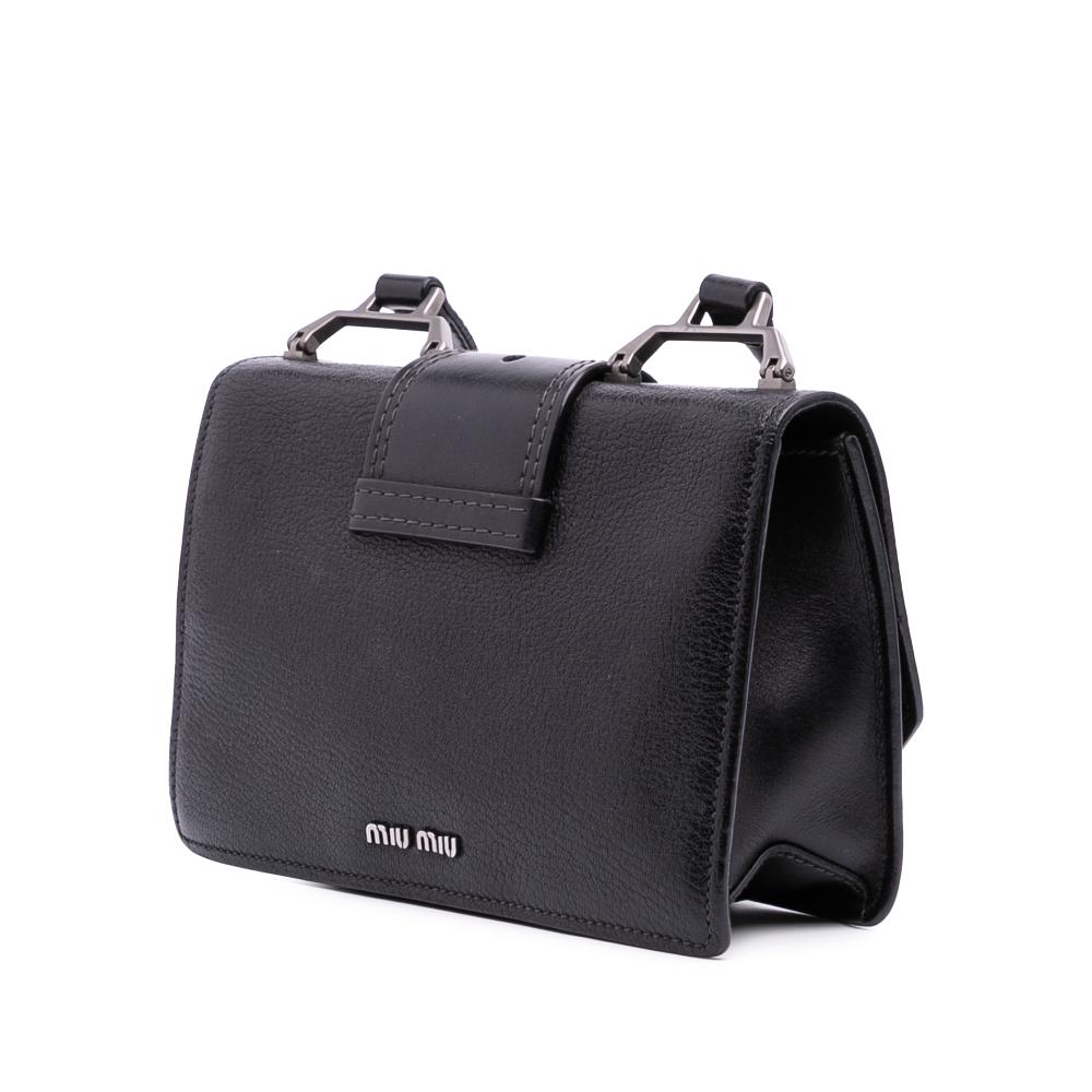 Miu Miu B Miu Miu Black Goatskin Leather Madras Soft Calf Crystal Embellished Crossbody Italy