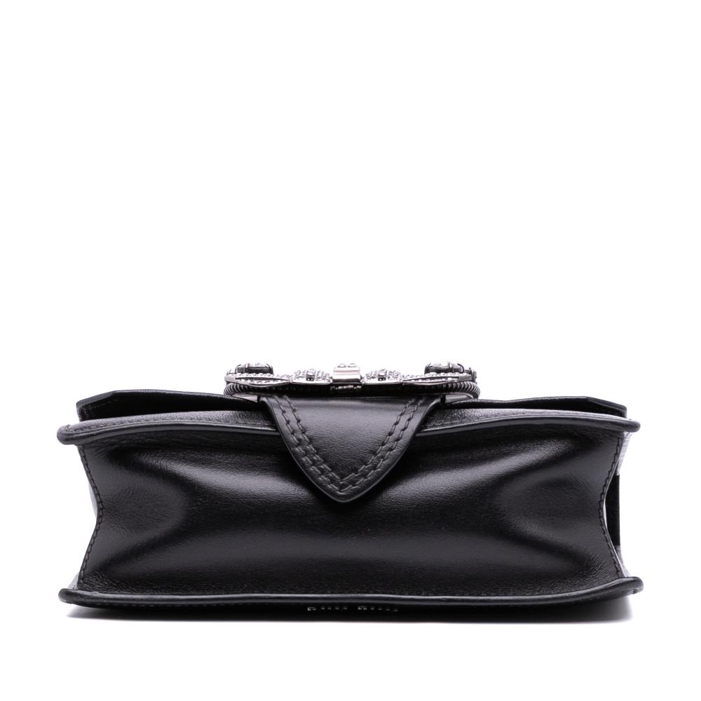 Miu Miu B Miu Miu Black Goatskin Leather Madras Soft Calf Crystal Embellished Crossbody Italy