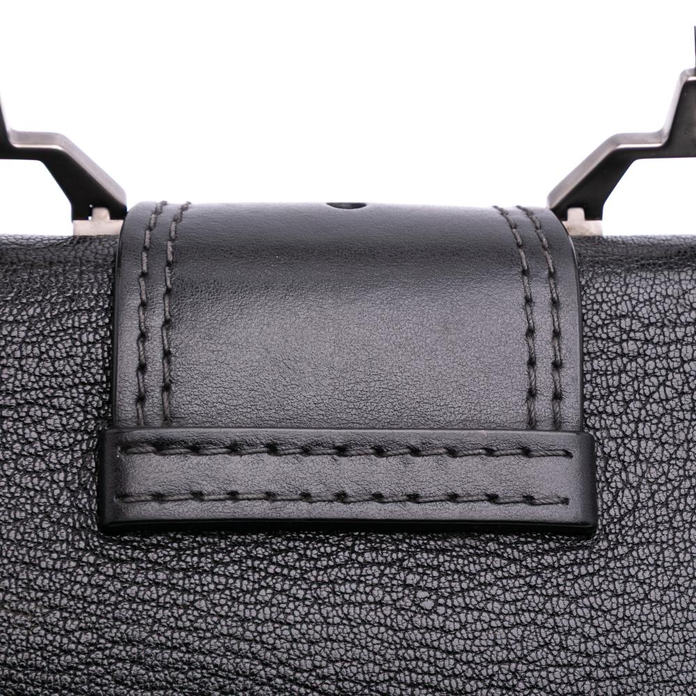 Miu Miu B Miu Miu Black Goatskin Leather Madras Soft Calf Crystal Embellished Crossbody Italy