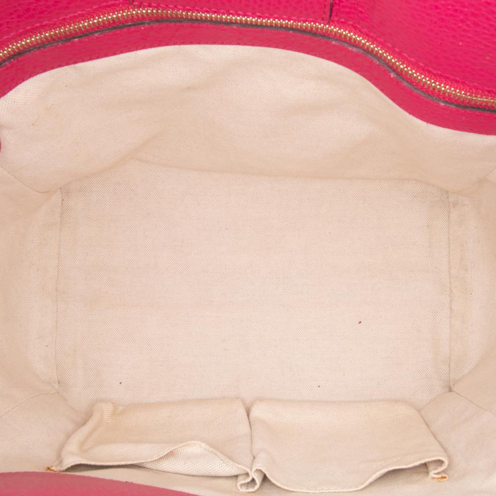 Gucci B Gucci Pink Dark Pink Calf Leather Medium Dollar skin Swing Tote Italy