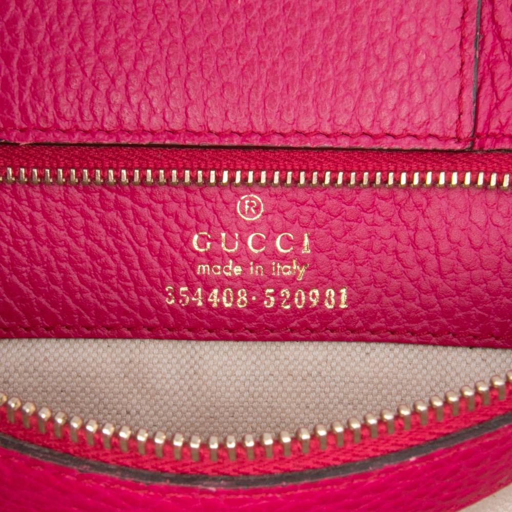 Gucci B Gucci Pink Dark Pink Calf Leather Medium Dollar skin Swing Tote Italy