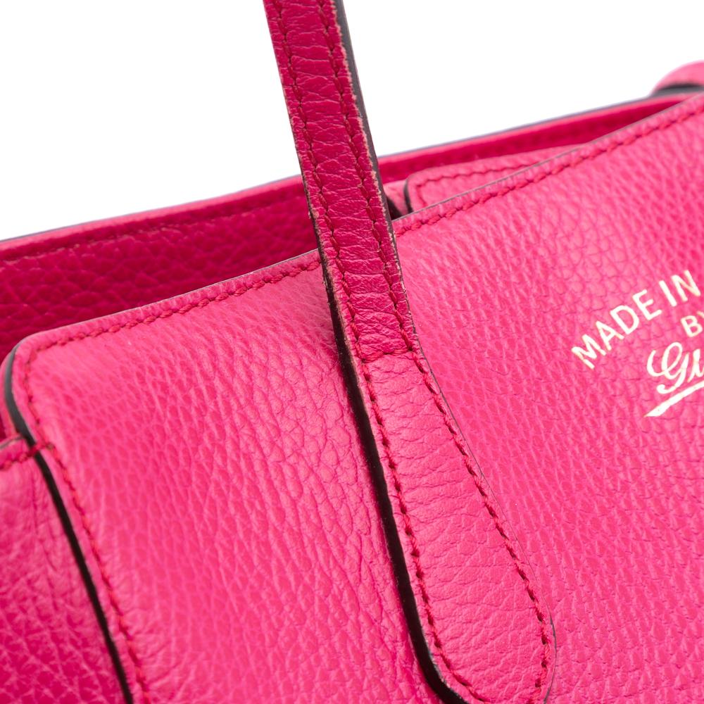 Gucci B Gucci Pink Dark Pink Calf Leather Medium Dollar skin Swing Tote Italy