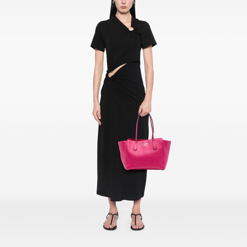 Gucci B Gucci Pink Dark Pink Calf Leather Medium Dollar skin Swing Tote Italy