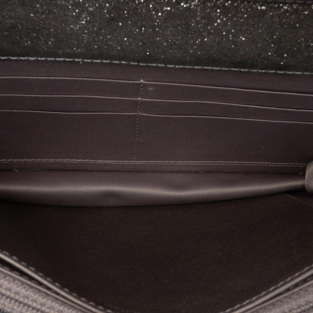 Chanel Silver Quilted Iridescent Lambskin Tartan Button Wallet On Chain Italy