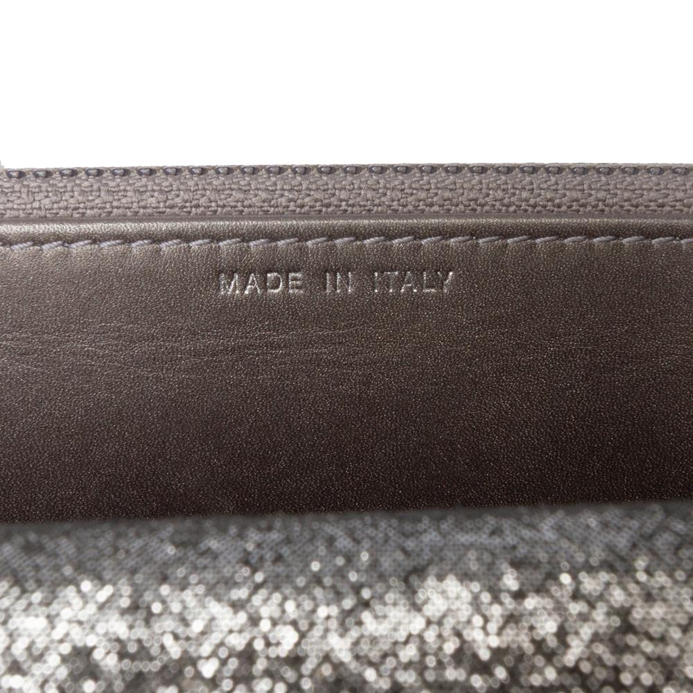 Chanel Silver Quilted Iridescent Lambskin Tartan Button Wallet On Chain Italy