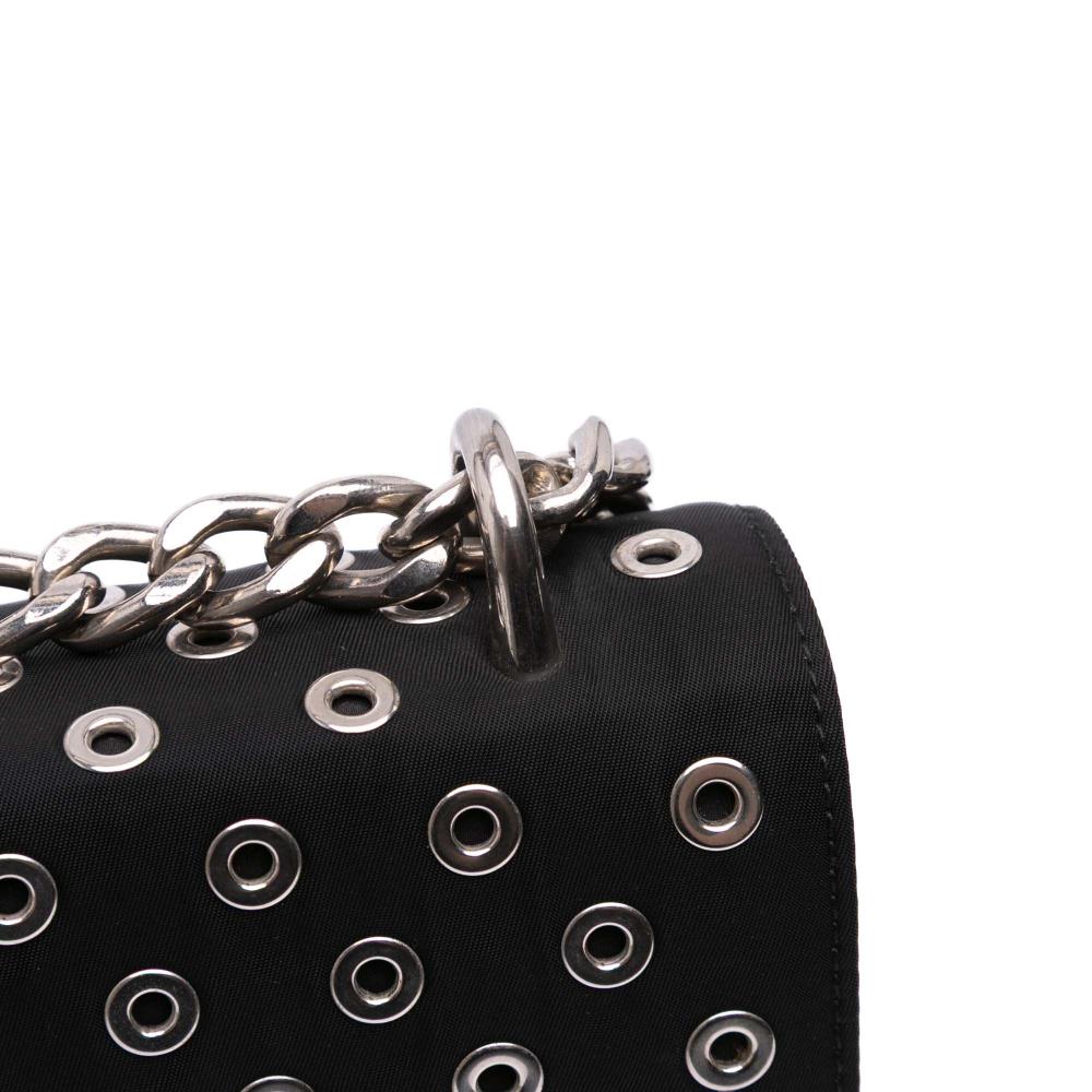 Prada B Prada Black Nylon Fabric Tessuto Grommet Crossbody Italy