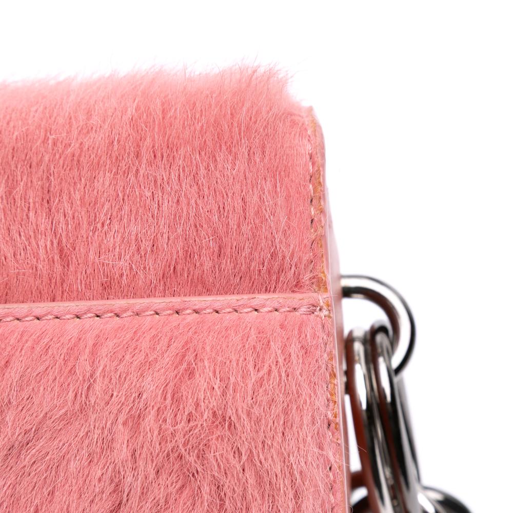 Marni AB Marni Pink Fur Natural Material Shearling Chain Crossbody Italy