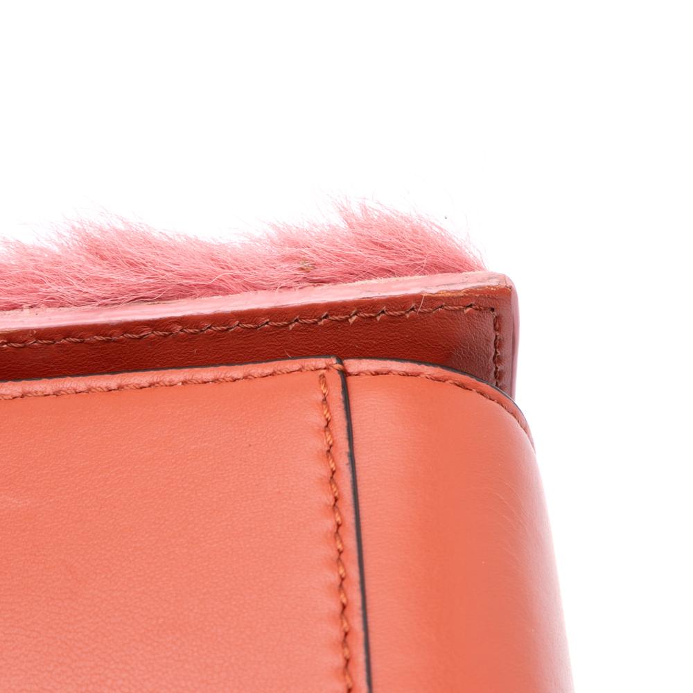 Marni AB Marni Pink Fur Natural Material Shearling Chain Crossbody Italy