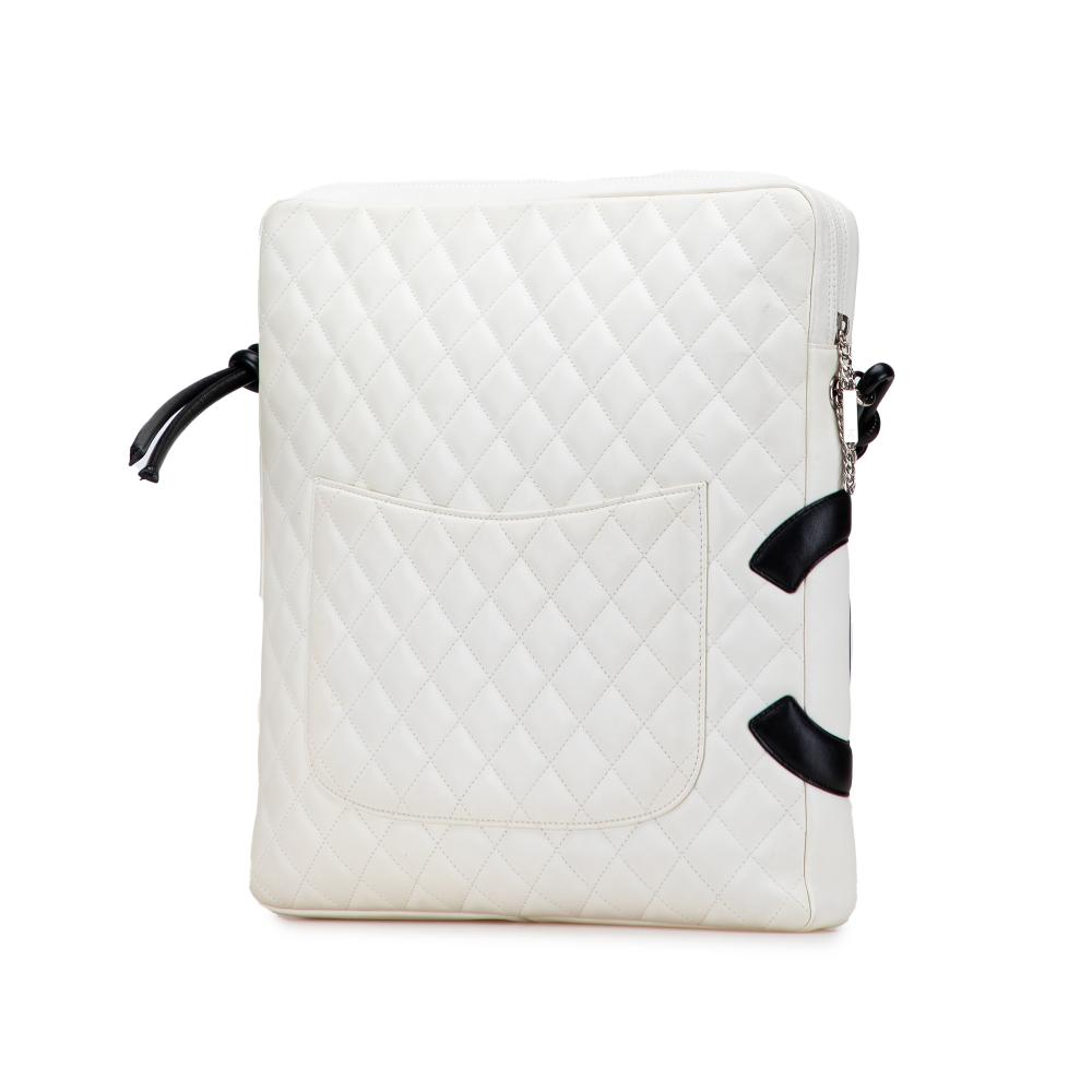 Chanel B Chanel White with Black Lambskin Leather Leather Maxi Lambskin Cambon Ligne Crossbody Italy