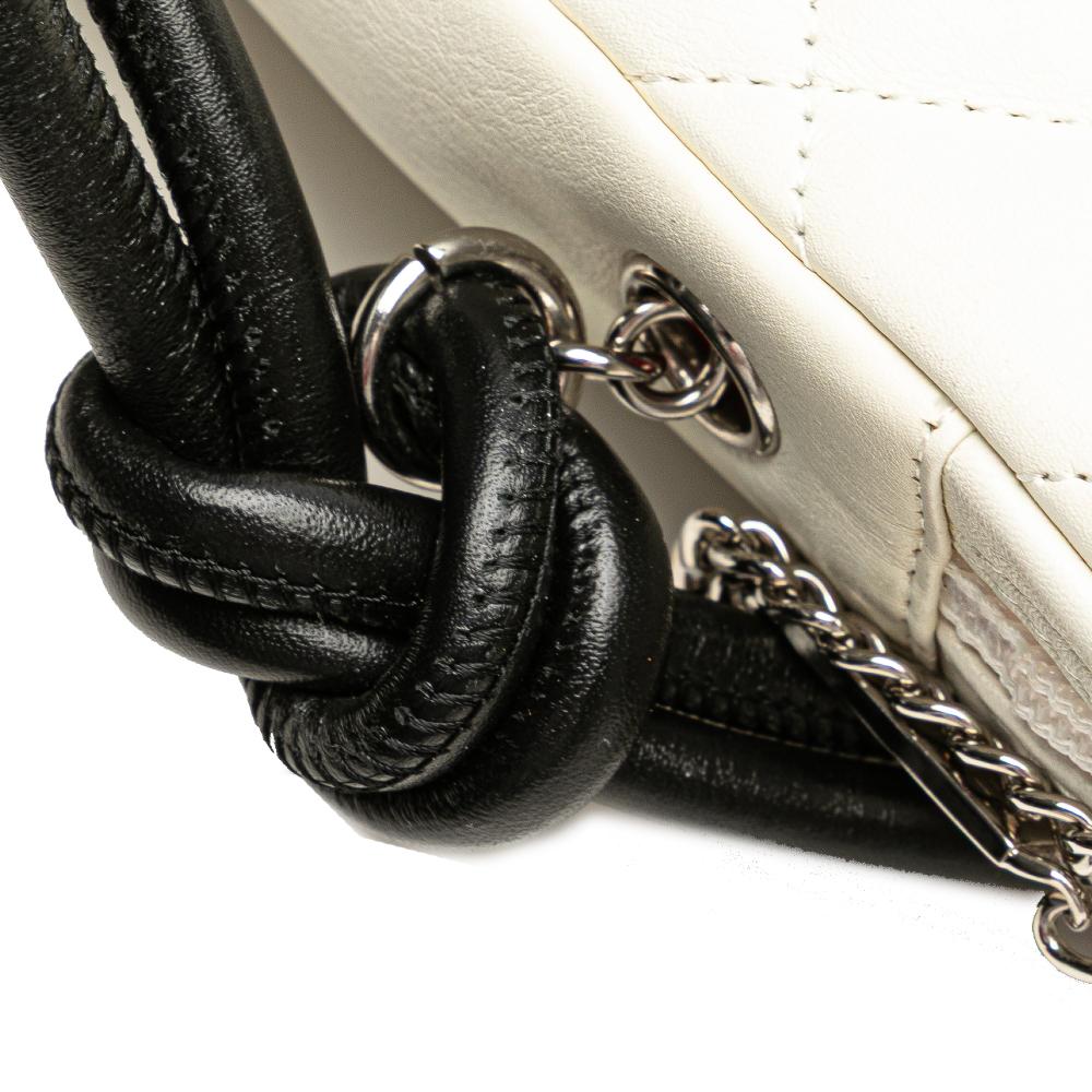 Chanel B Chanel White with Black Lambskin Leather Leather Maxi Lambskin Cambon Ligne Crossbody Italy