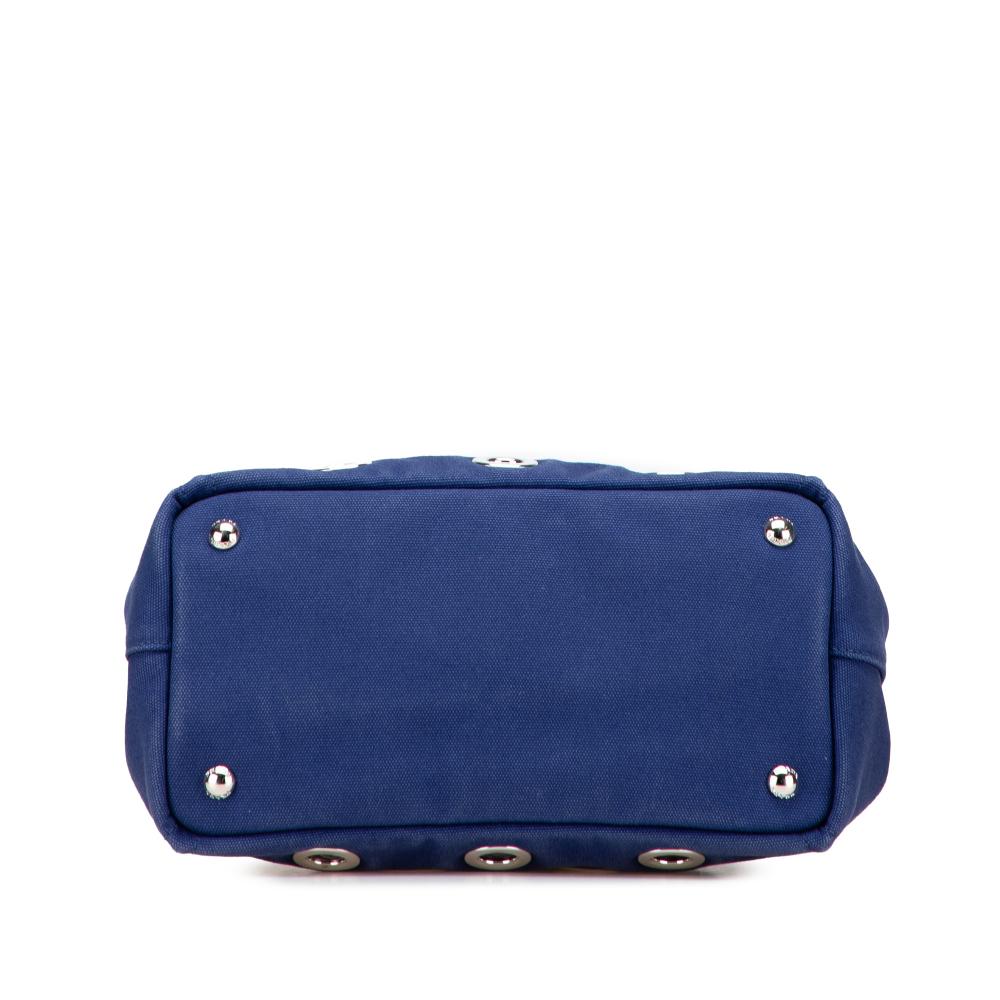 Prada AB Prada Blue Canvas Fabric Small Canapa Grommet Satchel Italy