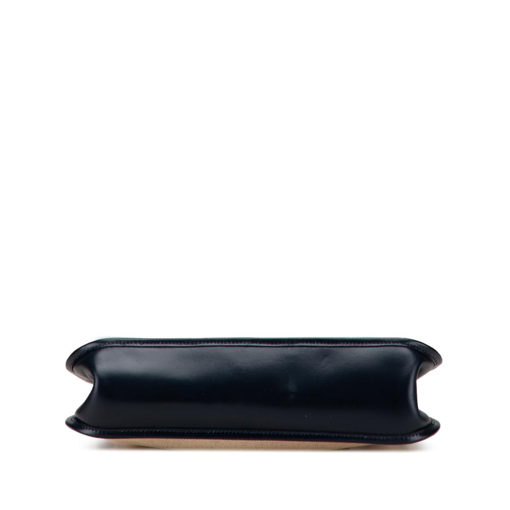 Hermès AB Hermès Brown Beige with Blue Midnight Blue Canvas Fabric Toile H and Barenia Vespa PM France