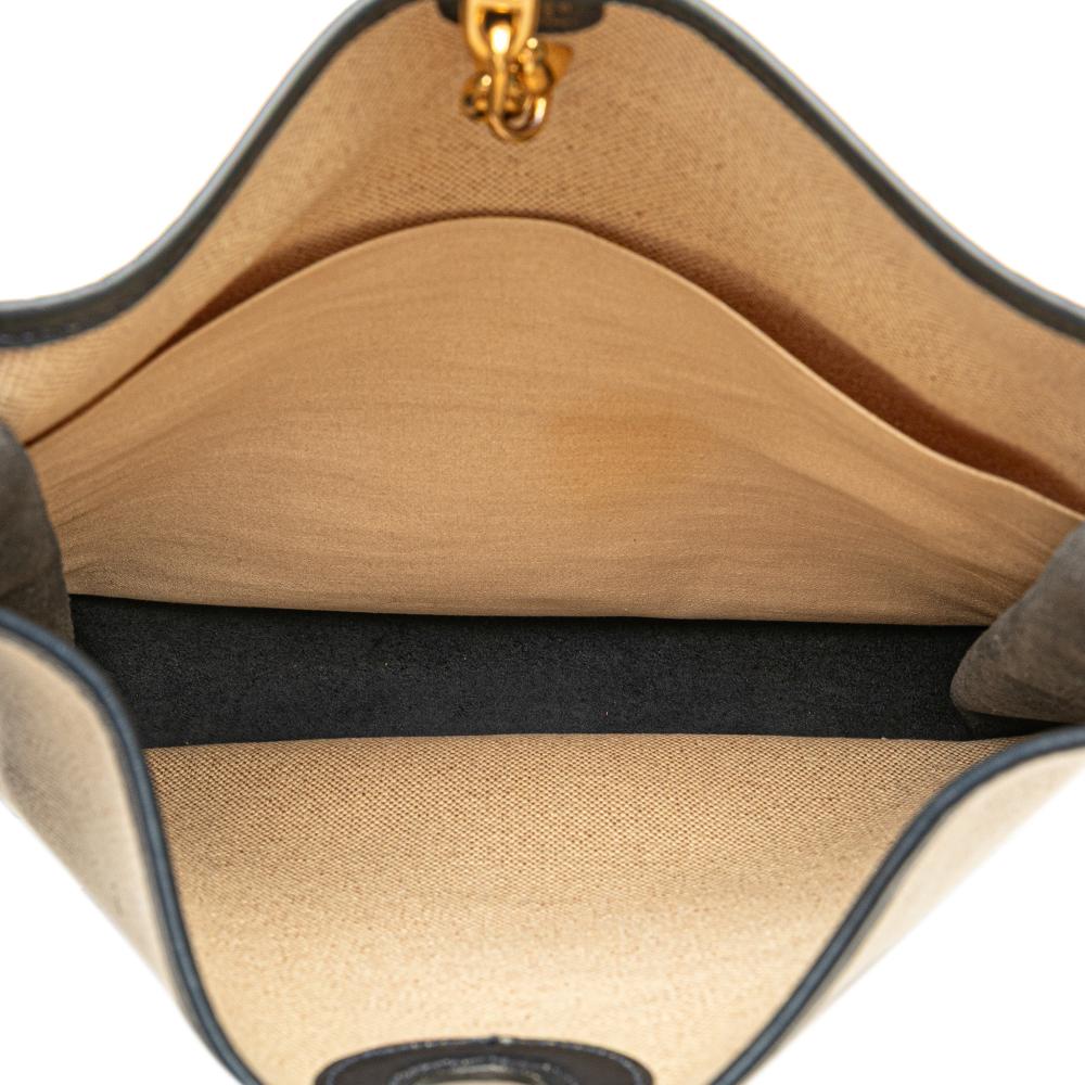 Hermès AB Hermès Brown Beige with Blue Midnight Blue Canvas Fabric Toile H and Barenia Vespa PM France