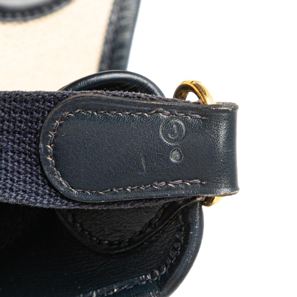 Hermès AB Hermès Brown Beige with Blue Midnight Blue Canvas Fabric Toile H and Barenia Vespa PM France