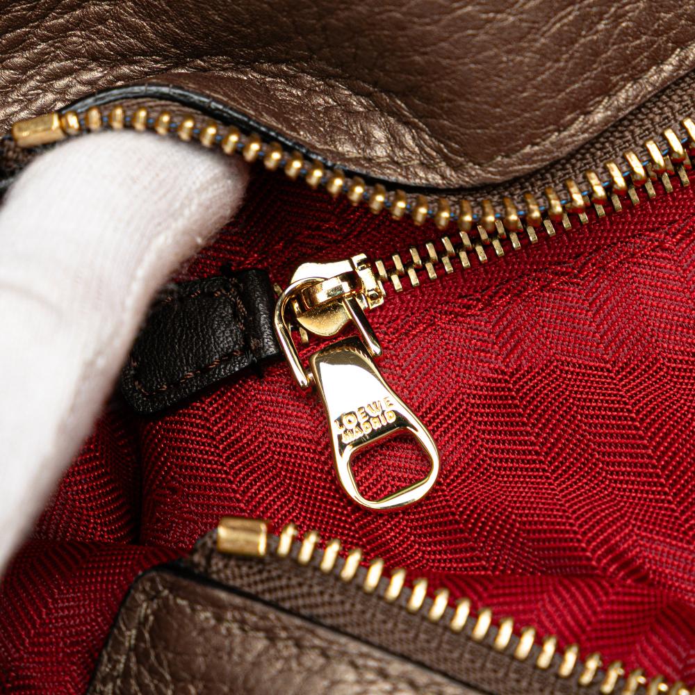 Loewe B LOEWE Brown Bronze Calf Leather Anagram Fusta Tote Spain