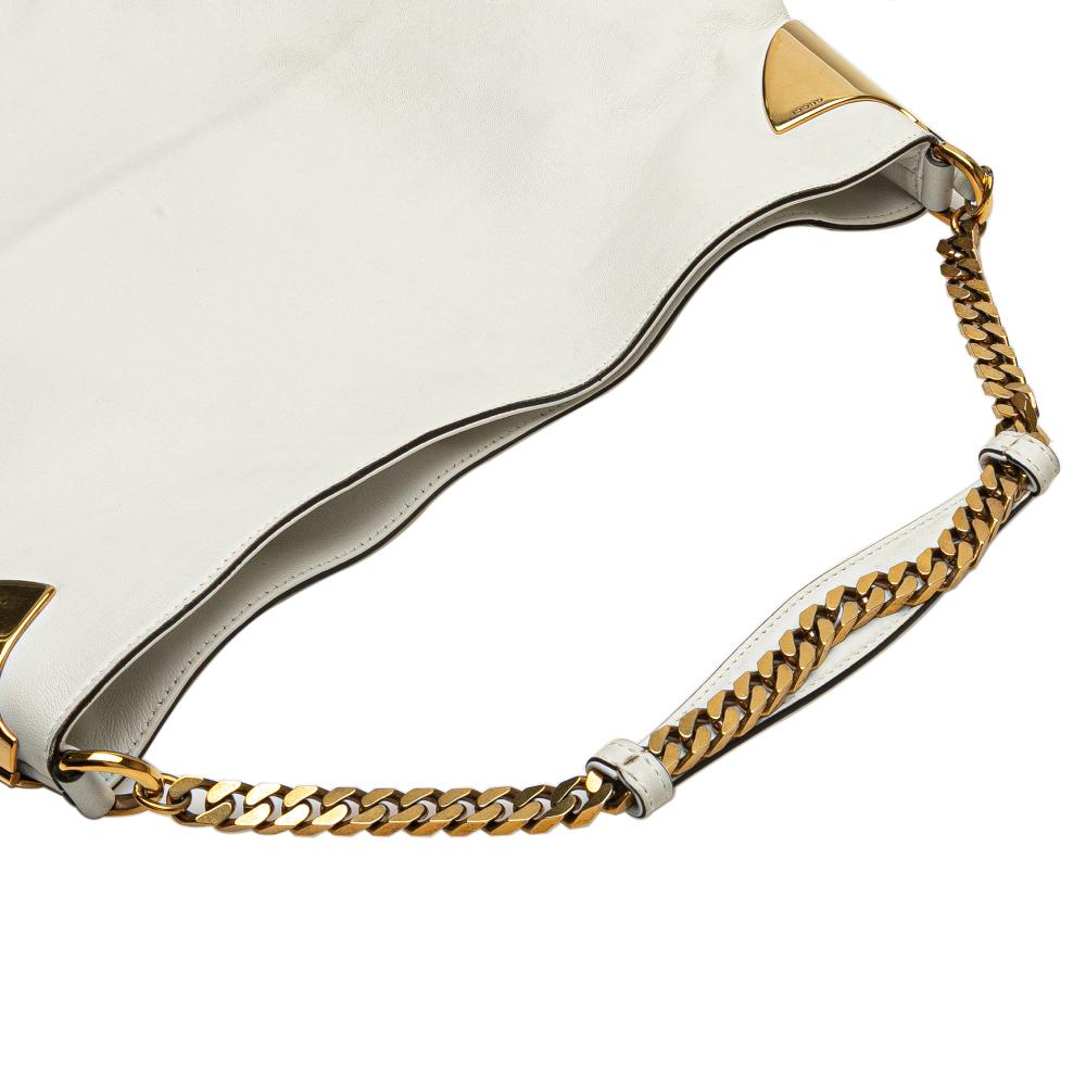 Gucci B Gucci White Calf Leather Medium 1970 Hobo Italy