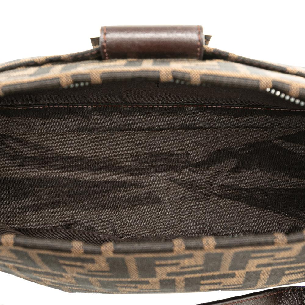 Fendi B Fendi Brown Canvas Fabric Zucca Shoulder Bag Italy