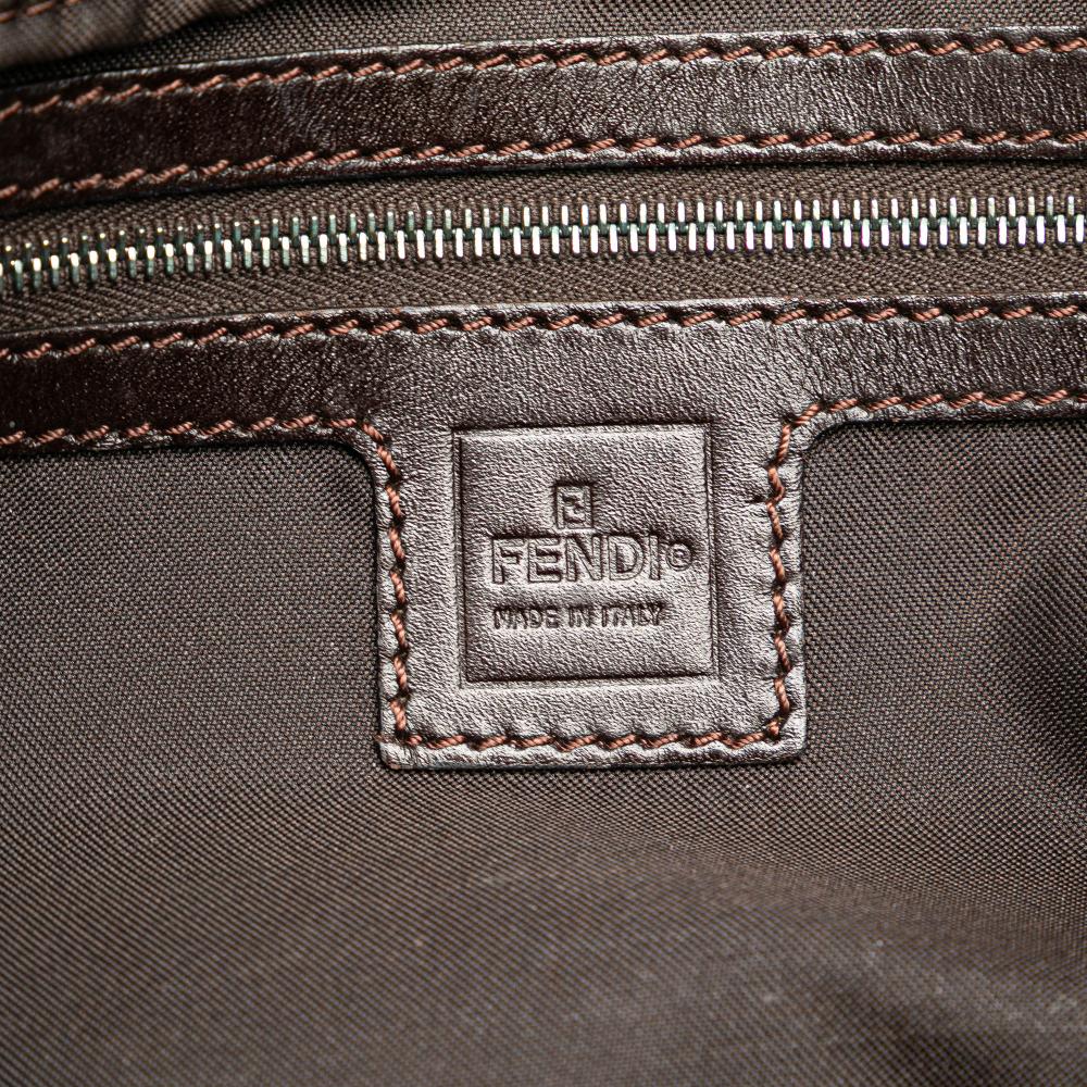 Fendi B Fendi Brown Canvas Fabric Zucca Shoulder Bag Italy