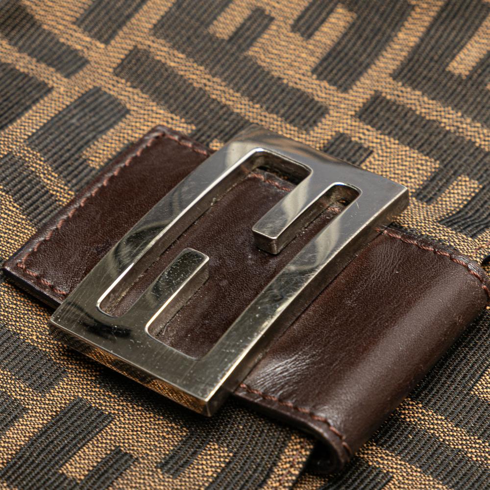 Fendi B Fendi Brown Canvas Fabric Zucca Shoulder Bag Italy