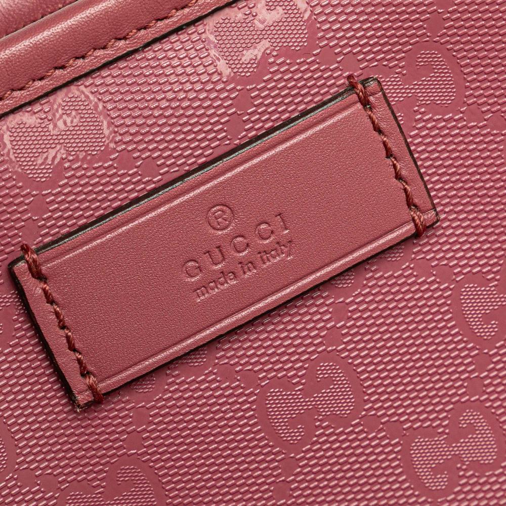 Gucci AB Gucci Pink Coated Canvas Fabric Small GG Imprime Joy Tote Italy