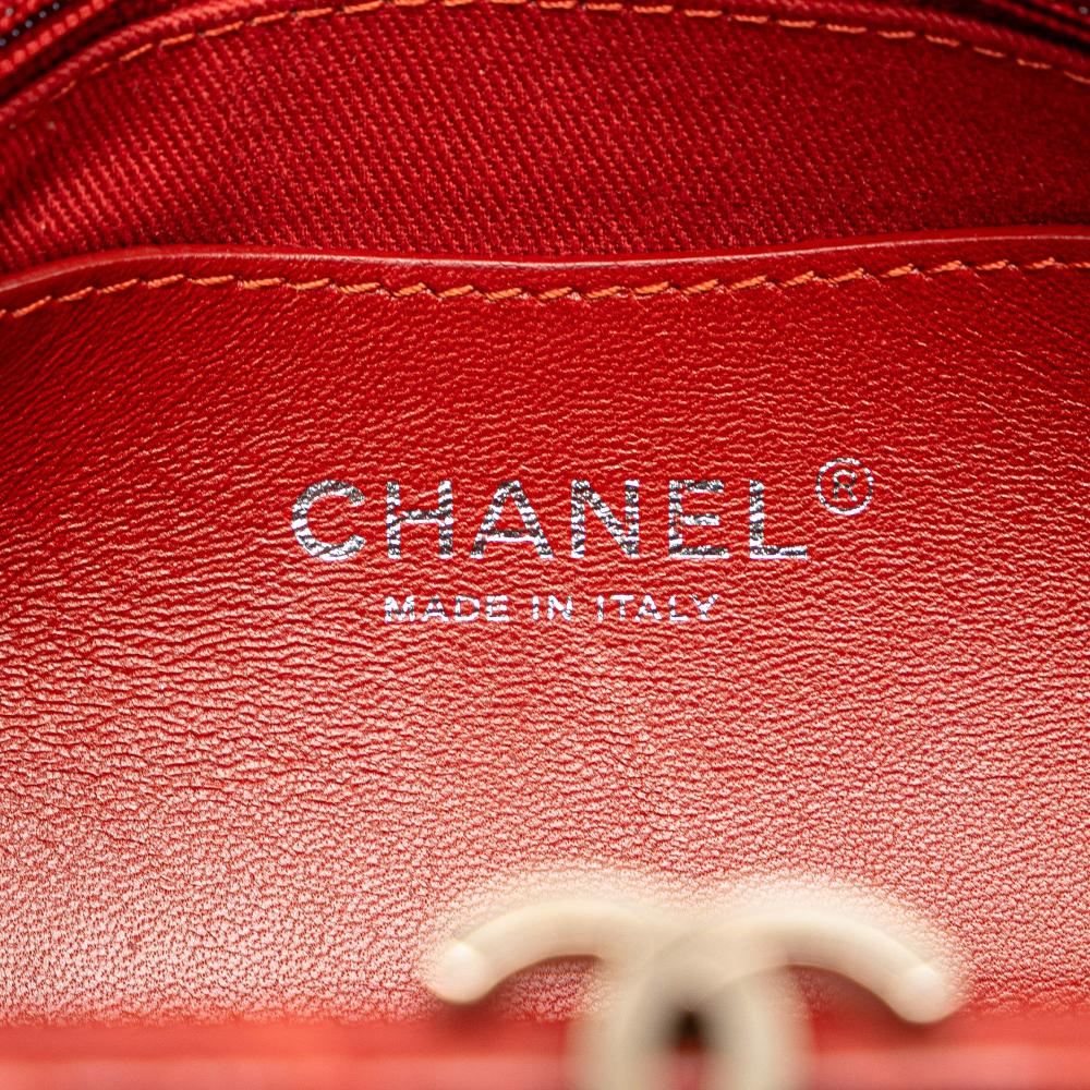 Chanel B Chanel Red Calf Leather Large Glazed skin Mademoiselle Bowling Bag Italy