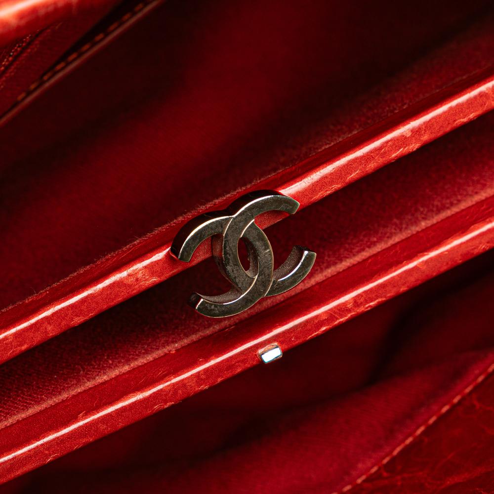 Chanel B Chanel Red Calf Leather Large Glazed skin Mademoiselle Bowling Bag Italy