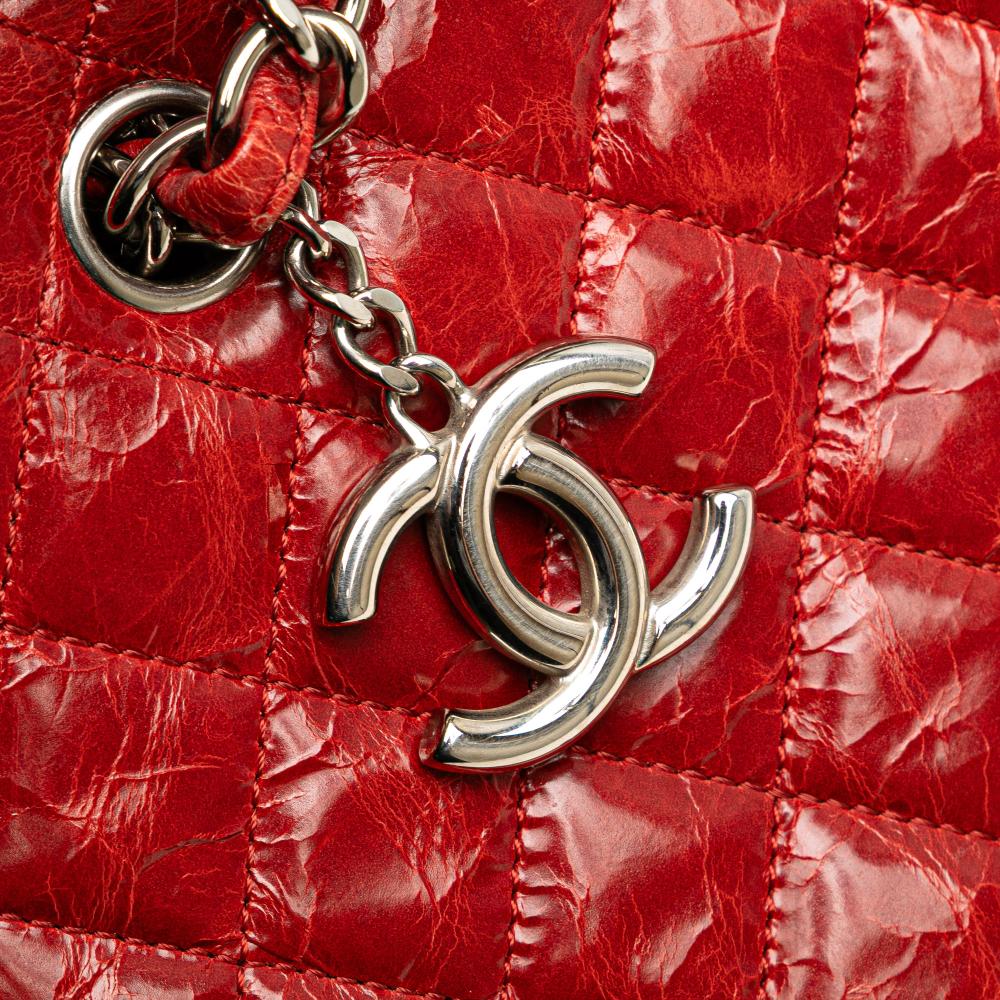 Chanel B Chanel Red Calf Leather Large Glazed skin Mademoiselle Bowling Bag Italy