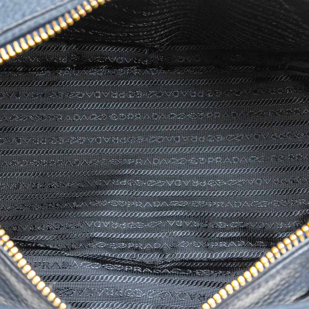 Prada B Prada Blue Calf Leather Vitello Daino Sacca 2 Manici Convertible Tote Italy