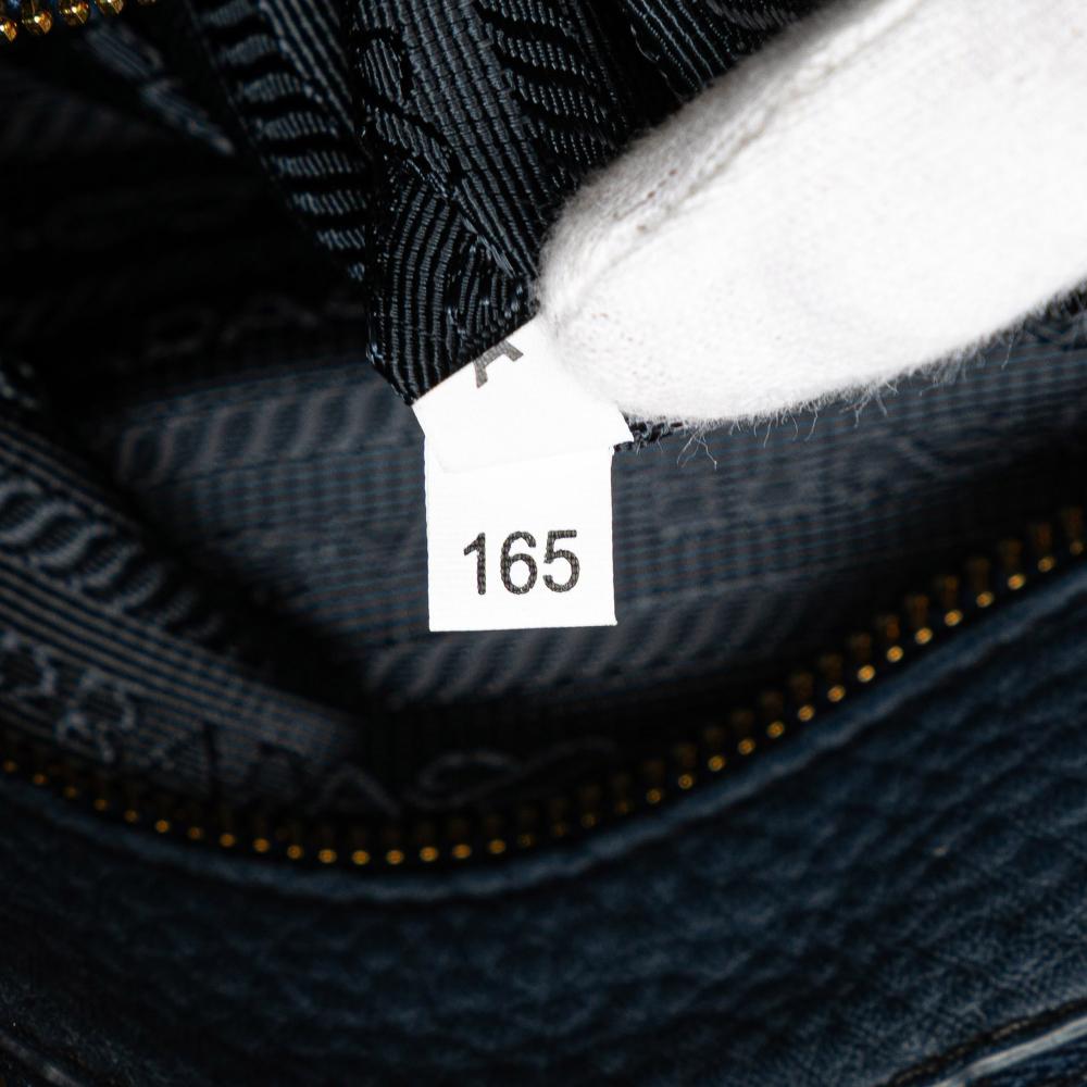 Prada B Prada Blue Calf Leather Vitello Daino Sacca 2 Manici Convertible Tote Italy