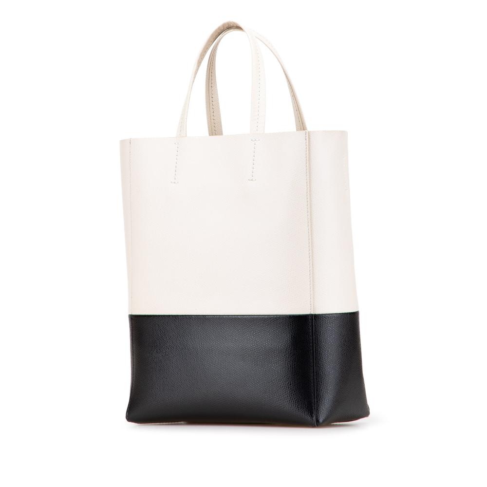 Celine B Celine White Off White with Black Calf Leather Small Bicolor Vertical Cabas Italy