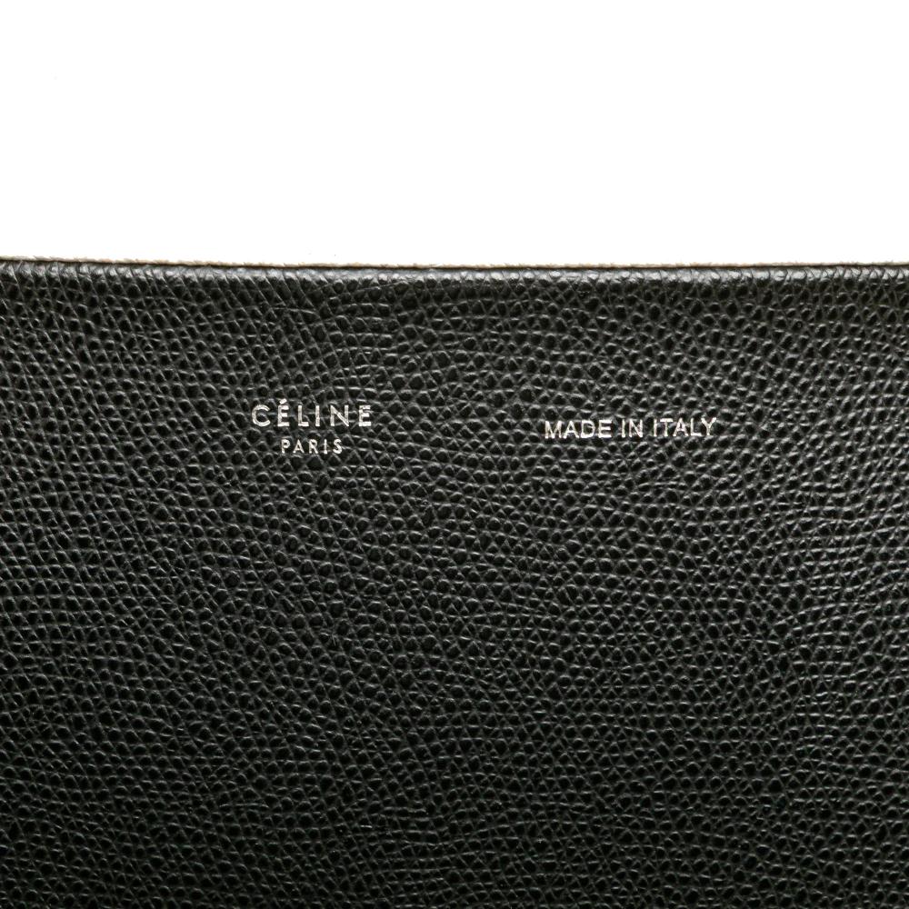 Celine B Celine White Off White with Black Calf Leather Small Bicolor Vertical Cabas Italy