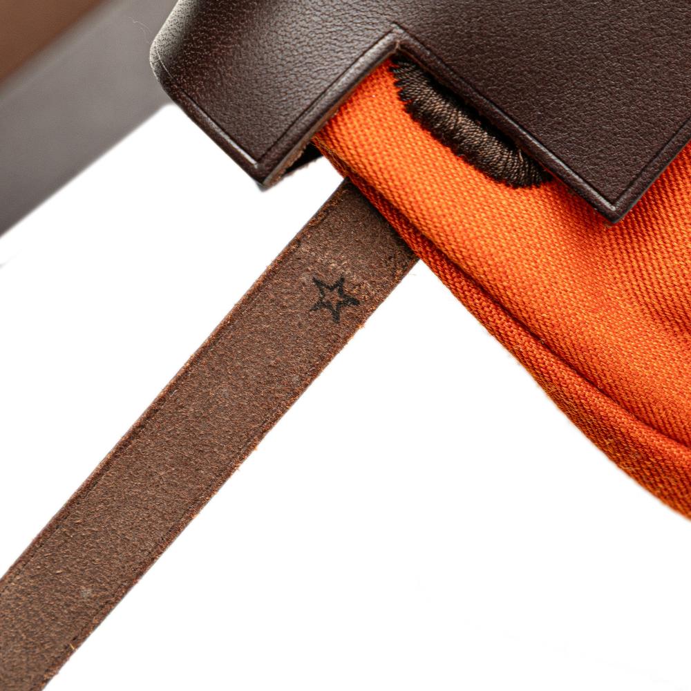 Hermès B Hermès Orange with Brown Dark Brown Canvas Fabric Toile Herbag TPM France