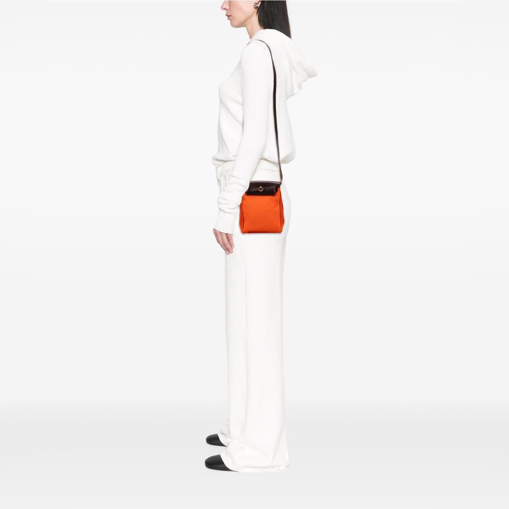 Hermès B Hermès Orange with Brown Dark Brown Canvas Fabric Toile Herbag TPM France