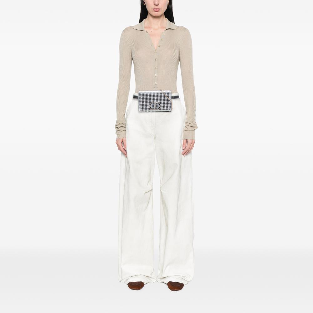 Christian Dior B Dior Silver Patent Leather Leather Metallic Patent Microcannage 2 in 1 30 Montaigne Pouch Italy