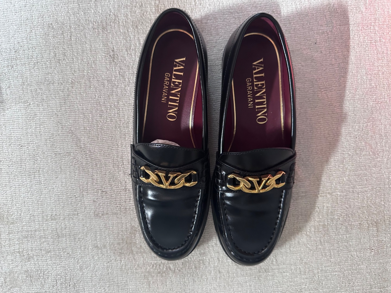 Valentino Garavani VLogo Kette Leder Slipper