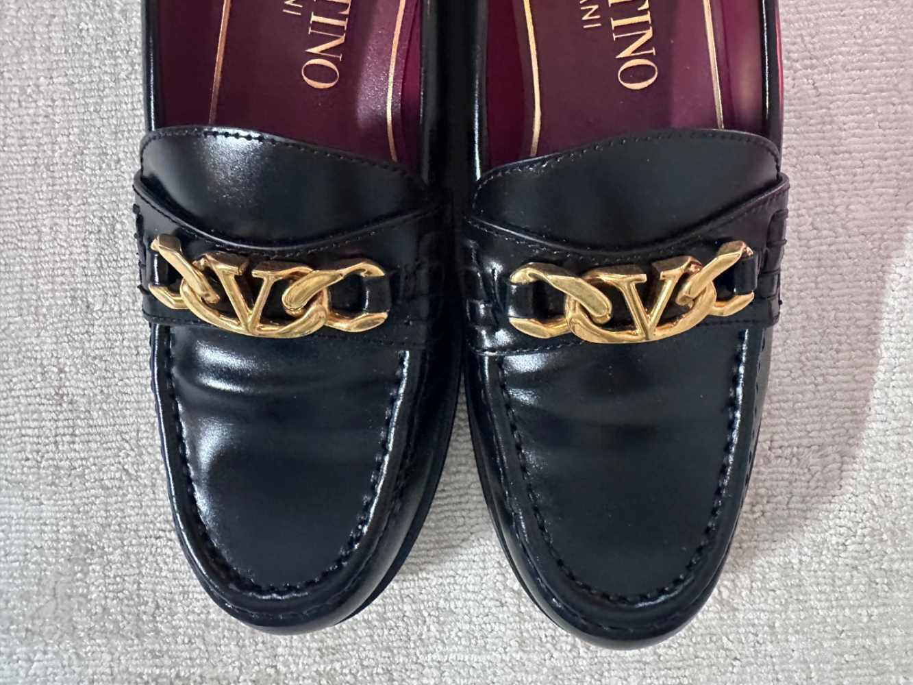 Valentino Garavani VLogo Kette Leder Slipper
