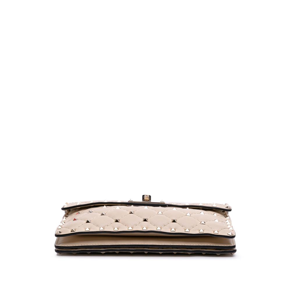 Valentino B Valentino Brown Light Beige Nappa Leather Leather Nappa Rockstud Spike Crossbody Italy
