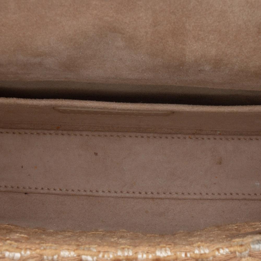 Christian Dior B Dior Brown Light Brown Tweed Fabric Medium Cannage Lady D Joy Italy