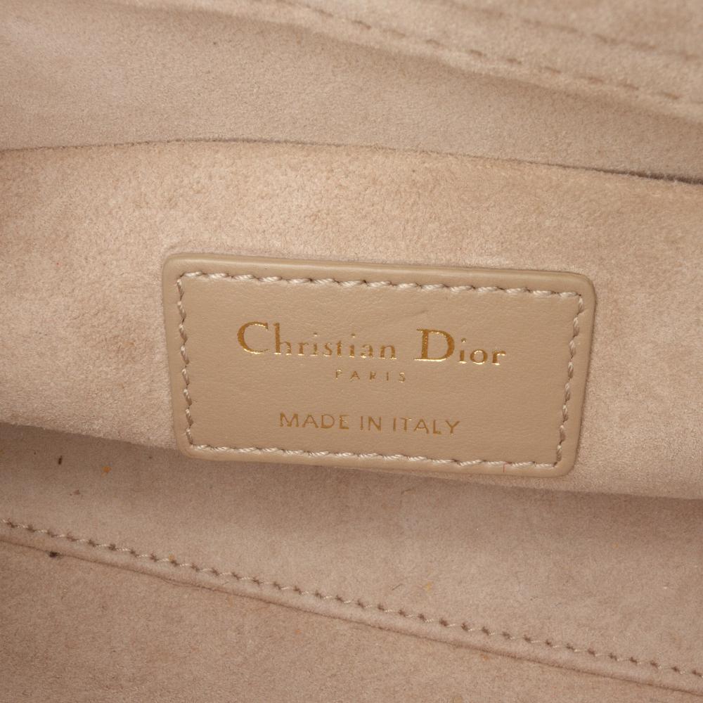 Christian Dior B Dior Brown Light Brown Tweed Fabric Medium Cannage Lady D Joy Italy