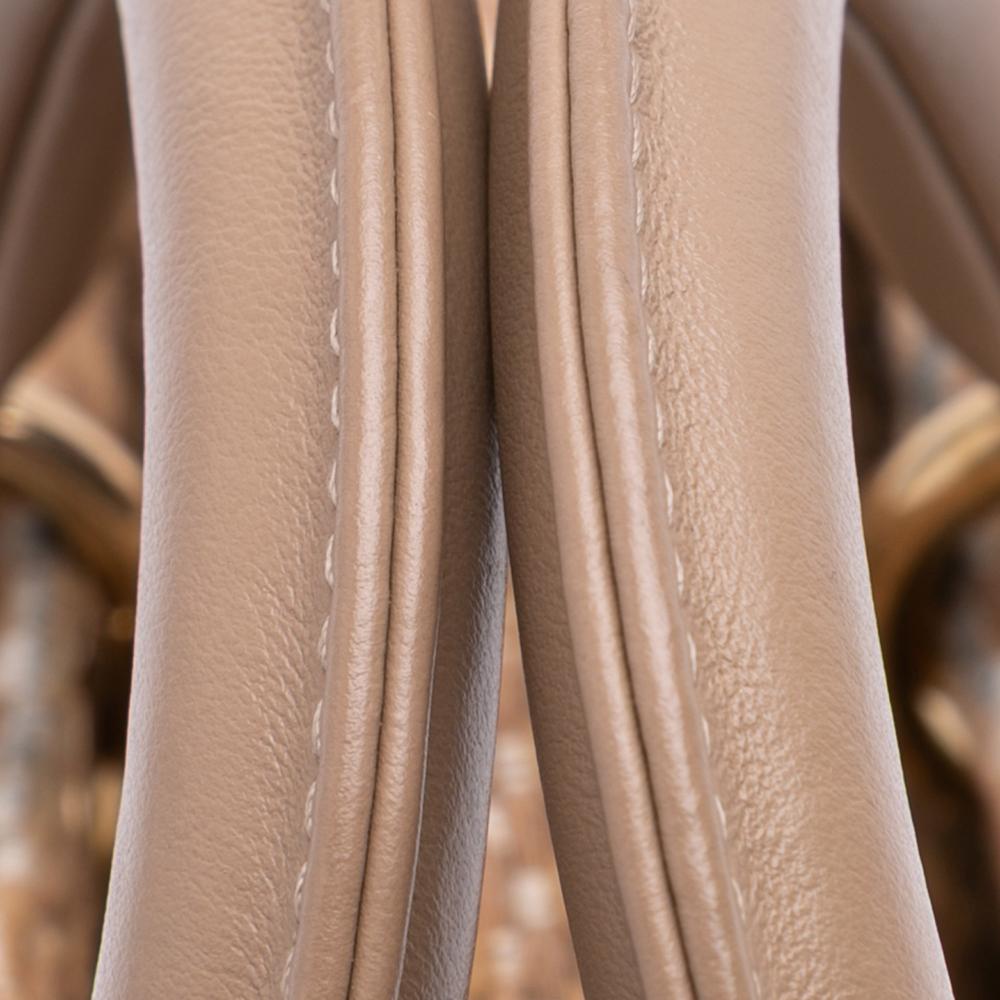 Christian Dior B Dior Brown Light Brown Tweed Fabric Medium Cannage Lady D Joy Italy