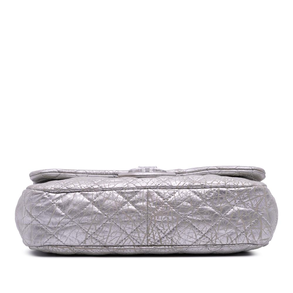 Chanel B Chanel Silver Calf Leather Quilted Aged skin On The Rocks Flap France