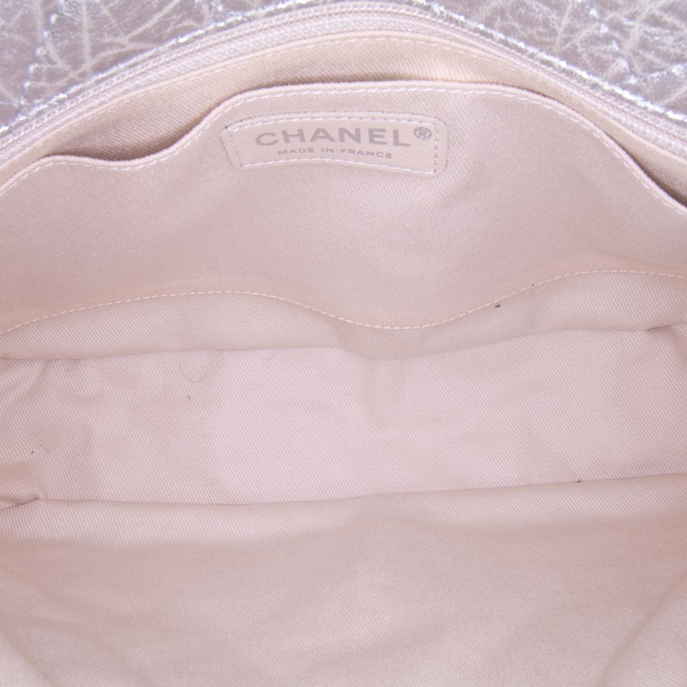 Chanel B Chanel Silver Calf Leather Quilted Aged skin On The Rocks Flap France