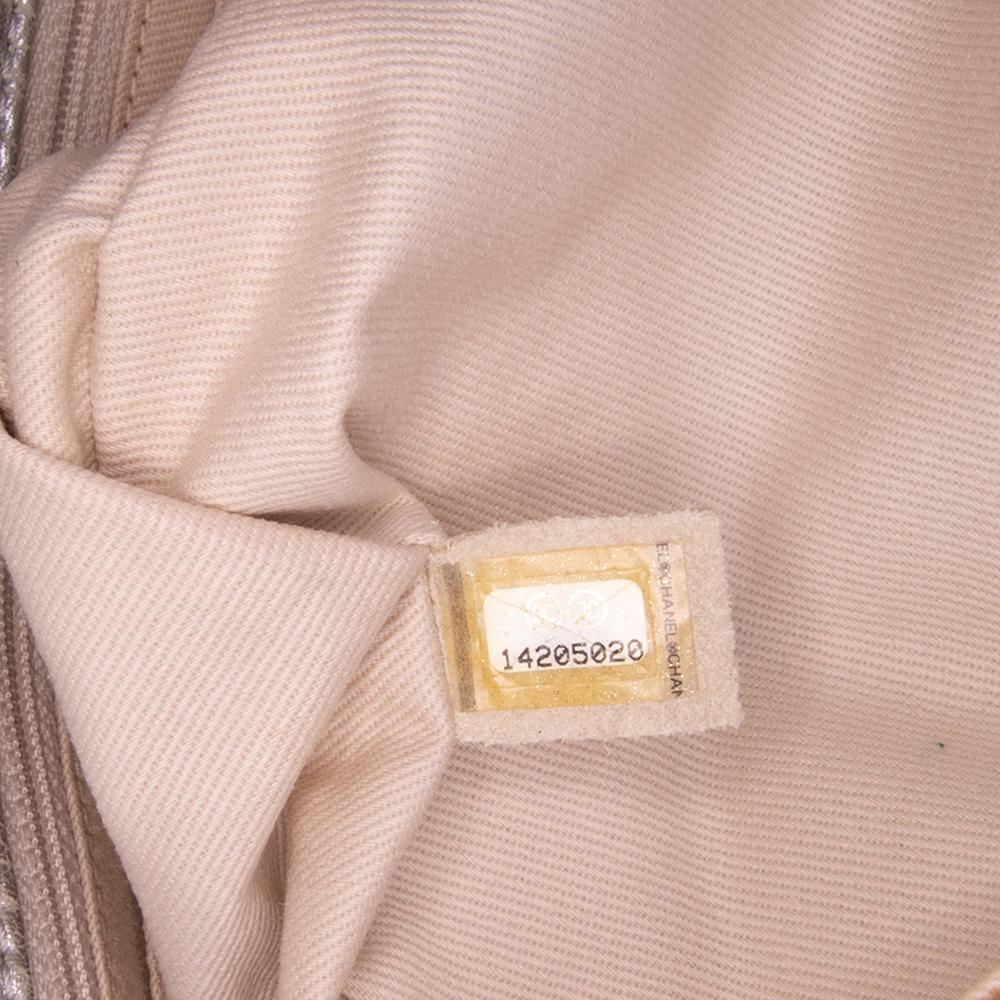 Chanel B Chanel Silver Calf Leather Quilted Aged skin On The Rocks Flap France